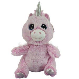 13" Plush Pink Unicorn Stuffed Animal‎ White Silver Sparkle Wings Horn NWT NEW
